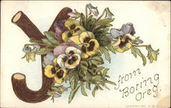 Large Wooden Letter Y with Pansies Alphabet Letters Postcard Postcard