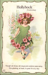 Hollyhock Girl Postcard