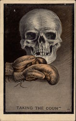 Skull with Boxing Gloves Death Postcard Postcard