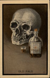 Skull with Shot Glass and Whiskey Death Postcard Postcard