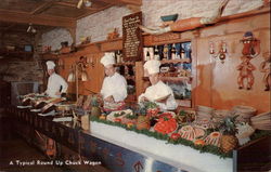 A Typical Round Up Chuck Wagon - Rand's Round Up Postcard