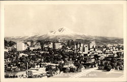 View of City with Mt. Ranier in the Background Postcard