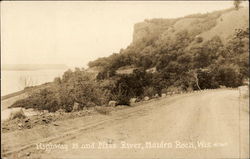 Highway 35 and Miss. River Maiden Rock, WI Postcard Postcard