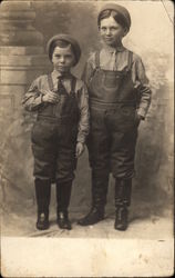 Two Children in Matching Outfits Postcard Postcard