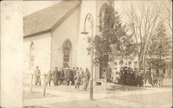 Church Members In Front of Church Postcard