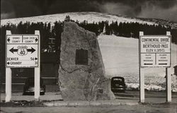 Monument Marking Continental Divide Berthoud Pass Postcard