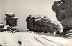 Balanced and Steamboat Rocks in Winter Colorado Springs, CO Postcard Postcard