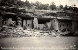 Panorama of the Ruins on Entering Plaza - Manitou Cliff Dwellings Postcard