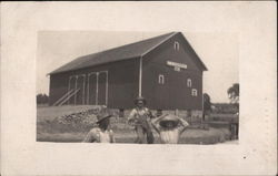 Family In Front of Barn Postcard