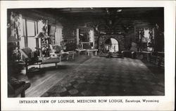 Interior View of Lounge, Medicine Bow Lodge Postcard