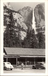 Yosemite Lodge with Falls in Background Postcard