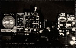 Piccadilly Circus at Night Postcard