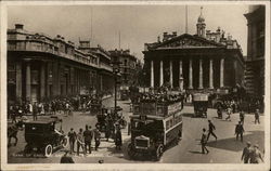 Bank of England and Royal Exchange on a Busy Day Postcard