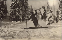 Skiing - Fra Nordmarken Postcard Postcard