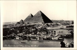 The Pyramids and Village during Nile Flood Egypt Africa Postcard Postcard