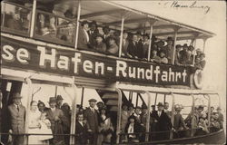 German Ferry with Many Passengers Postcard