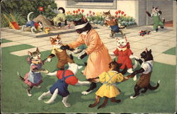 Cat's Playing Ring Around the Rosie Cats Postcard Postcard