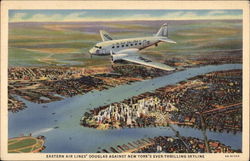 Eastern Airline's Douglas Against New York's Ever Thrilling Skyline Postcard Postcard