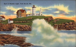 Surf at Nubble Light Postcard