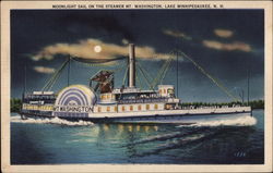 Moonlight Sail on the Steamer Mt. Washington Postcard