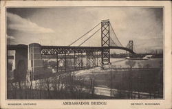 Ambassador Bridge, The World's Longest International Suspension Bridge Postcard