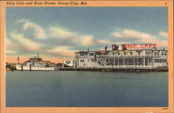 Ship Cafe and Boat Docks Postcard