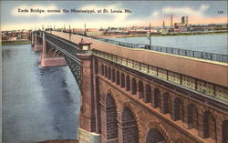 Eads Bridge across the Mississippi St. Louis, MO Postcard Postcard