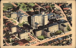 City Hospital, Showing New 14 Story Addition St. Louis, MO Postcard Postcard