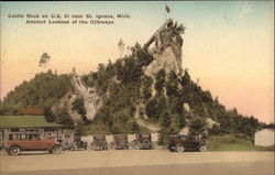 Castle Rock on US 31, Ancient Lookout of the Ojibways Saint Ignace, MI Postcard Postcard