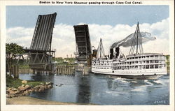 Boston to New York Steamer passing through Cape Cod Canal Massachusetts Postcard Postcard