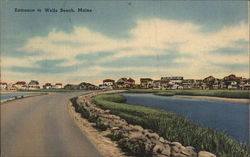 Entrance to Wells Beach, Maine Postcard