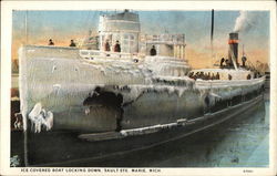 Ice Covered Boat Locking Down Postcard