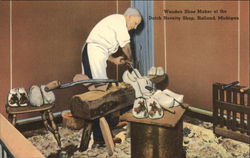 Wooden Shoe Maker at the Dutch Novelty Shop Postcard