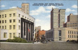 Civic Center showing City Hall and Public Library Postcard