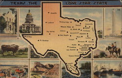 Texas - The Lone Star State - Views and Map Postcard