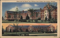 Abbott Hall and Mason Hall, Michigan State College Postcard