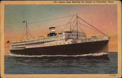 Ocean Liner entering the Harbor Postcard