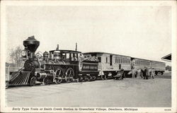 Early Type Train at Smith Creek Station in Greenfield Village Postcard