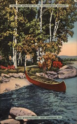 Canoe on Lake Shore Lake Winnipesaukee, NH Postcard Postcard