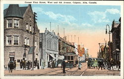 Corner First Street, West and 8th Avenue Calgary, AB Canada Alberta Postcard Postcard