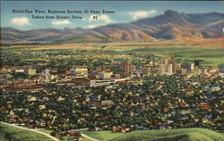 Bird's Eye View, Business Section El Paso, TX Postcard Postcard