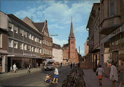 Neustrasse and Stadtkirche Gronau, Germany Postcard Postcard