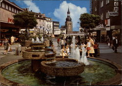 Street Scene and Fountain Postcard