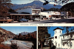 Shopping Centre, Waiau Ferru Bridge, Hanmer Lodge Postcard