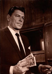 Portrait of Ronald Reagan Holding Money Postcard