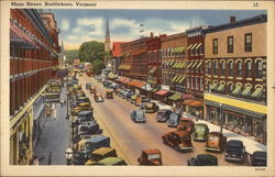 Main Street Brattleboro, VT Postcard Postcard