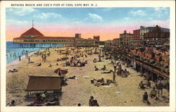 Bathing Beach and Cox's Pier Postcard