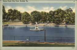 Swan Pond, City Park Norfolk, VA Postcard Postcard