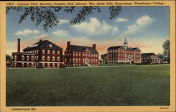 Campus View Showing Dunning Hall, Library, Wm. Smith Hall, Gymnasium - Washington College Postcard