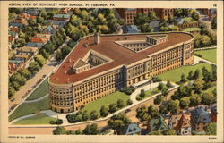 Aerial View of Schenley High School Pittsburgh, PA Postcard Postcard